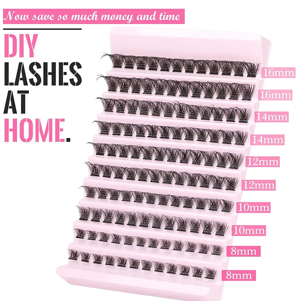 120pcs Cluster Eyelashes 8-16mm Wispy Individual Lashes Extensions Natural Look Lashes D Curl Fluffy Cluster Lashes