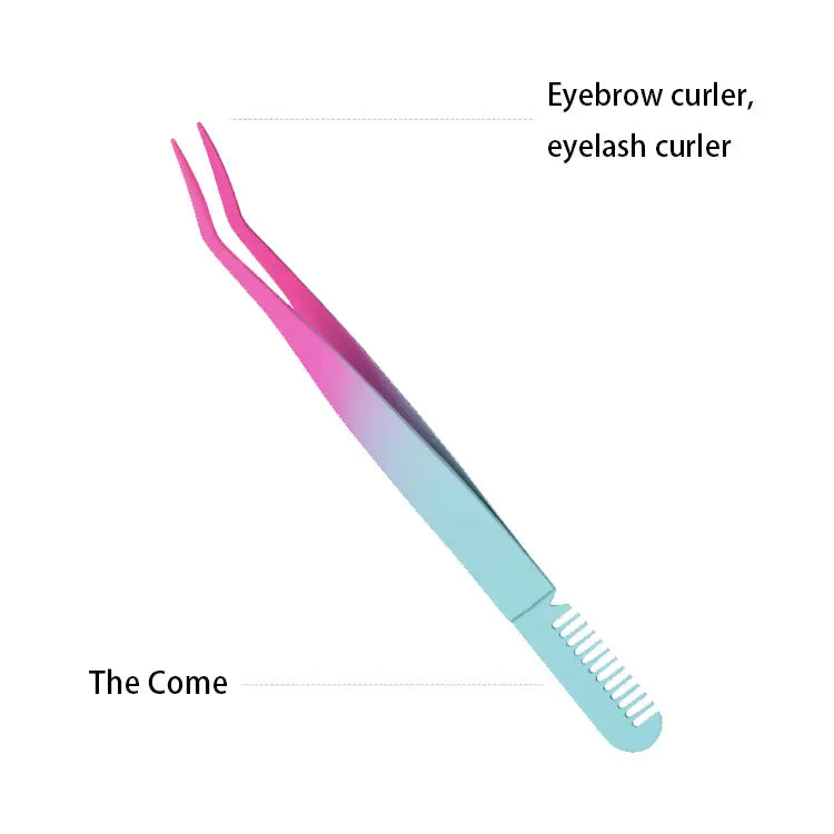 Beauty Tools 2021 Popular Pink White Black Eyelash Curler With Comb Slanted Eyebrow Tweezers
