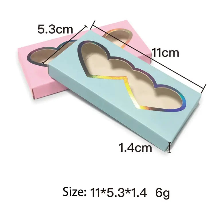 Spot Fast Delivery Color Paper Eyelash Boxes Heart Shaped Window Eyelash Boxes Yellow Rose Gold Orange Lash Box Case