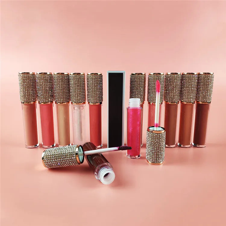 Diamond Lip Gloss Tube Glitter Custom Vegan Lip Gloss Tubes With Lipgloss Boxes Clear Lip Gloss Vendor