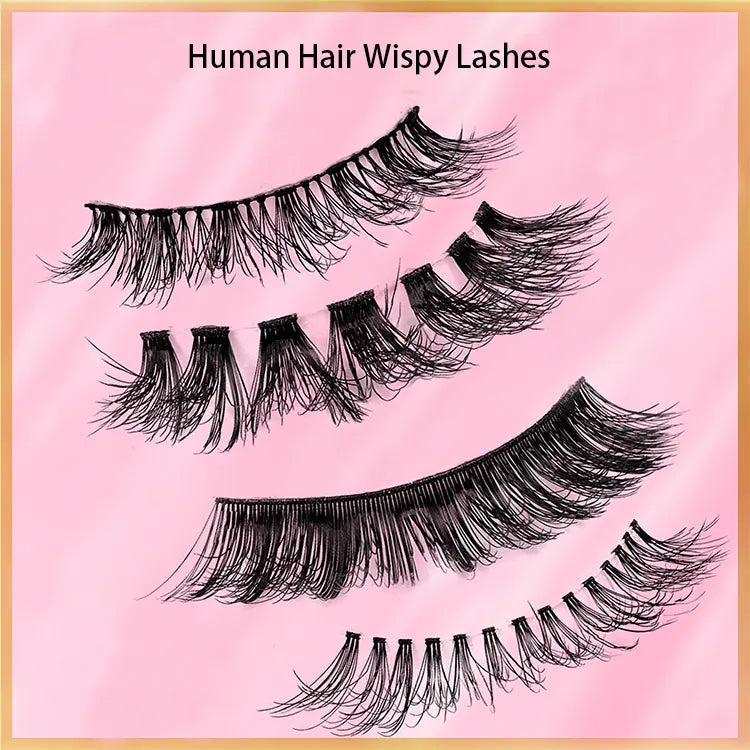 Lash Brands Choose Clear Band Wispy 100% Human Hair Lashes Volume Reusable Natural False Human Hair Eyelashes