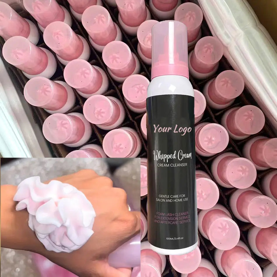 Wholesale 100ml Pink Whipped Cream Lash Shampoo Private Label Whipped Eyelash Extension Cream Cleanser