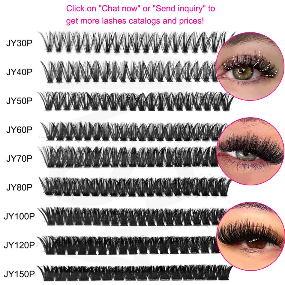2024 200D Fluffy Lash Cluster Kit Thick Eyelash Individual Lash Extension Kit Volume 80D Fluffy Clusters Eyelashes Kit