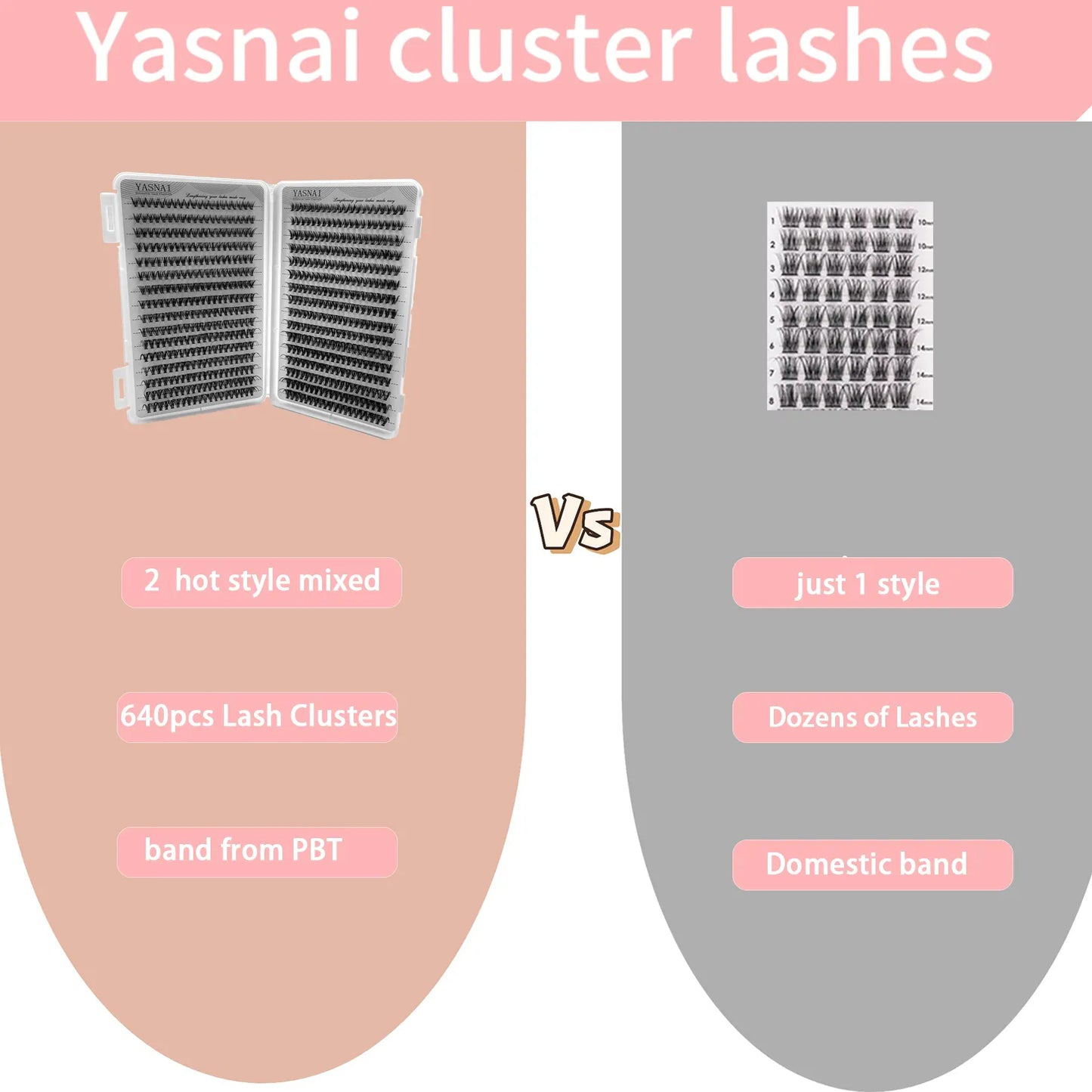 30D 40D Packaging Custom DIY Cluster Lashes Natural Long 640pcs Lash Clusters High Cost Performance Eyelash Extension Kit