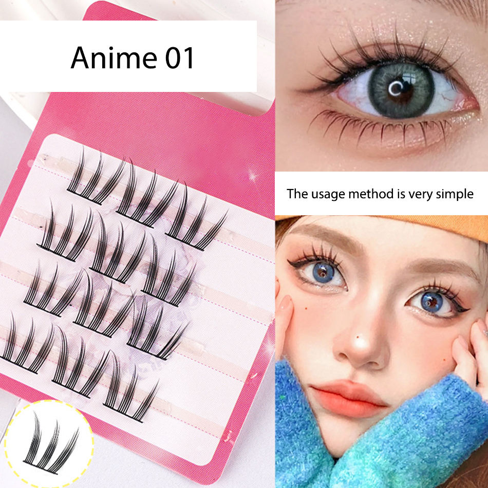 Mini Anime Manga Lash Clusters Bulk Travel Cluster Lash Kit Korean Silk Lash Clusters