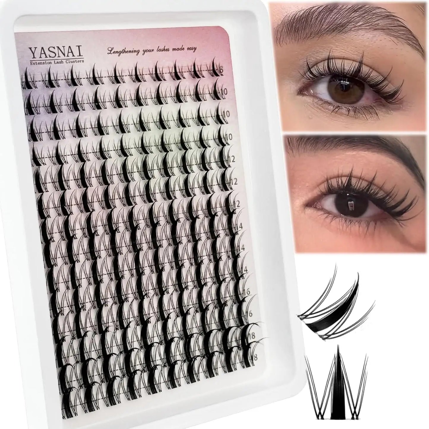 YASNAI Ultra-Thin Invisible Lash Band Cluster Wet-Look Spiky Anime Lashes Extensions Fairy Lash Manga Eyelash Synthetic Hair