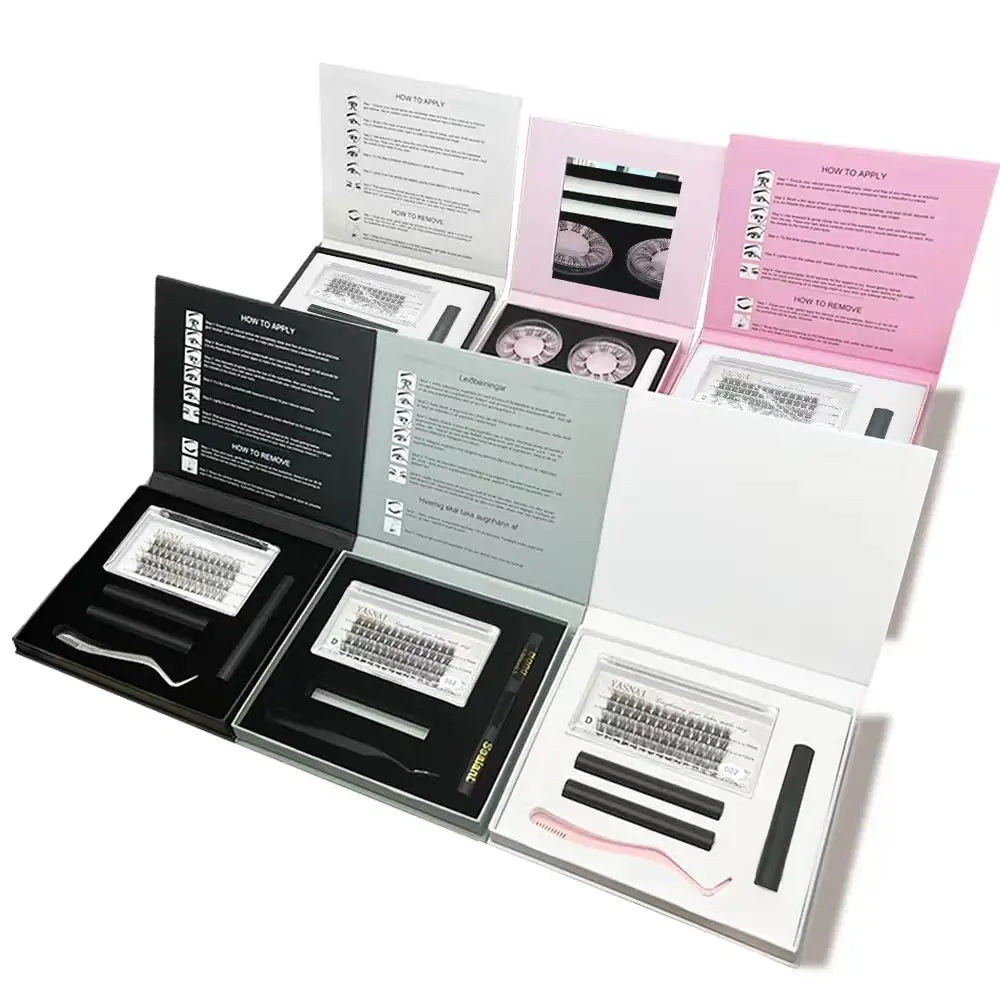 Custom Handmade Luxury Synthetic Hair Fan Cluster Eyelashes DIY Lash Extension Kit with Pre-Cut Eyelashes for Home Use