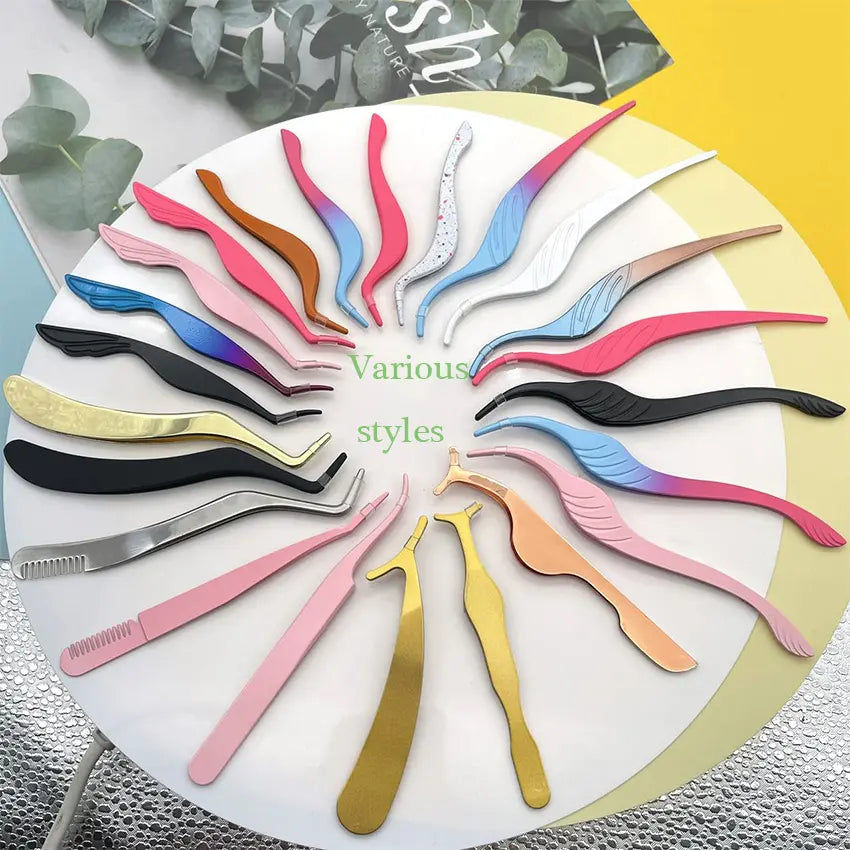 Wholesale Eyelash Tweezers Professional Fiber Tip Lash Tweezers Customized Tweezer Set DIY Eyelash Beauty&tools