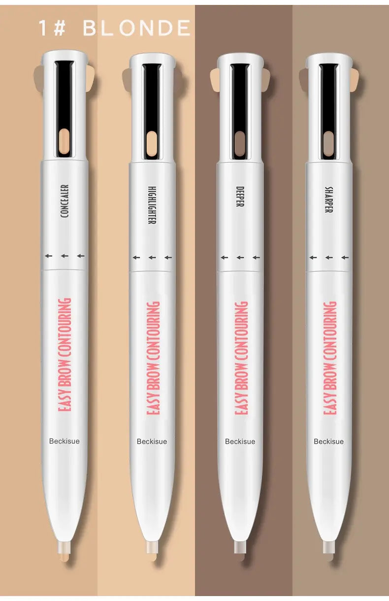4 in 1 Thin Dark Brown Eyebrow Pencil Wholesale Creamy Vegan Eyebrow Highlighter Pencil Waterproof Eyebrow Chin