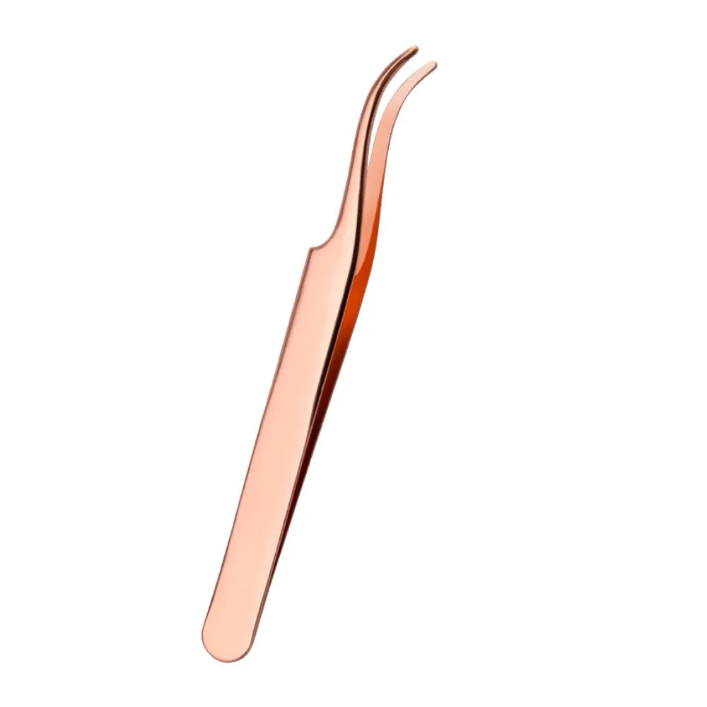 New DIY Eyelash Applicator Tool Curved Stainless Steel Lash Tweezers for Easy Lashes Application and Removal