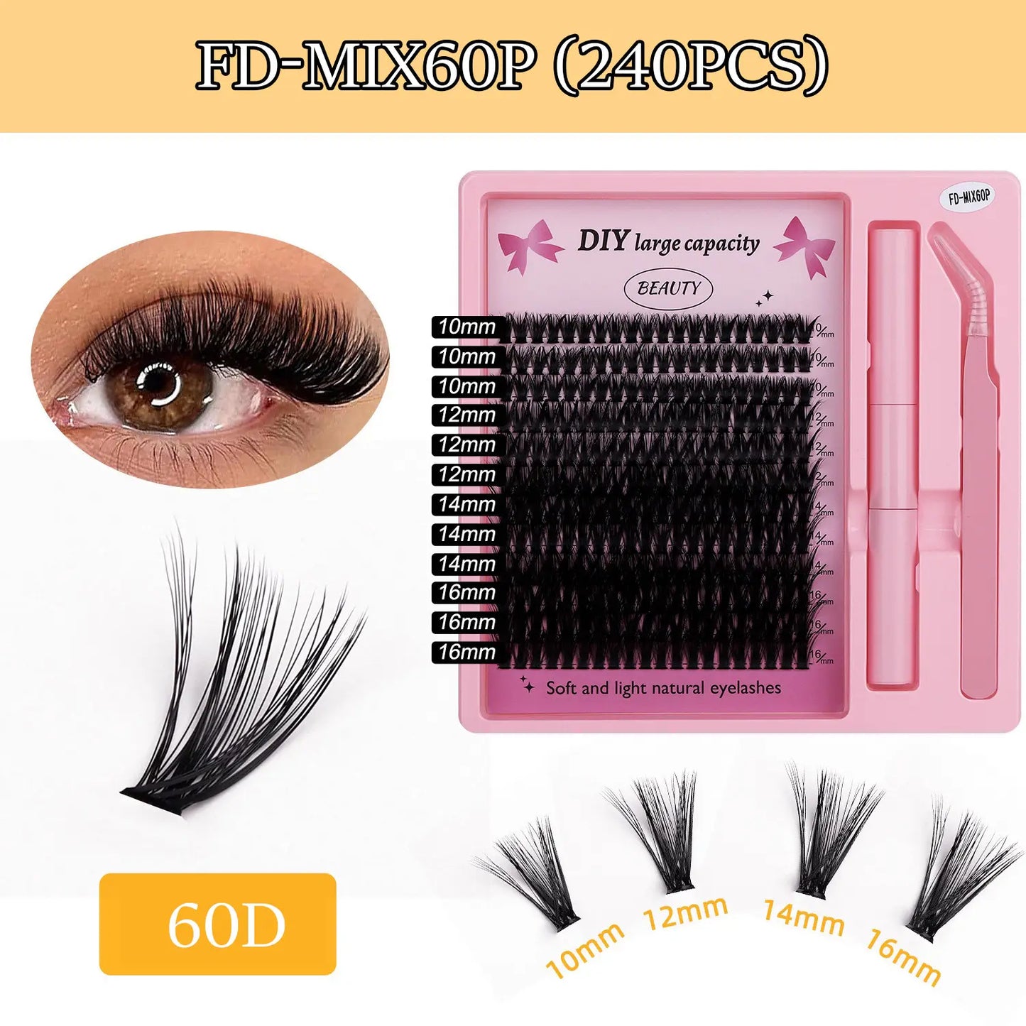 40D 60D 80D Cheap Cluster Lashes with Glue 12 14 16 Waterproof Strong Hold DIY Lash Cluster Manufacturers
