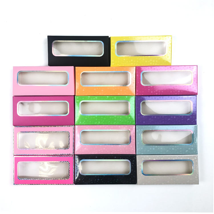 Spot Fast Delivery Color Paper Eyelash Boxes Heart Shaped Window Eyelash Boxes Yellow Rose Gold Orange Lash Box Case