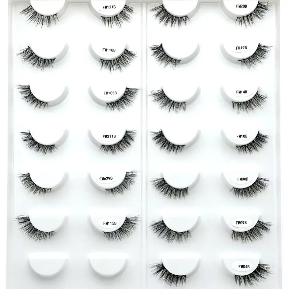 Wholesale 3D Fluffy Wispy Cat Eye Self Adhesive Lash Strips Pre Glue Half Lash Press on Half Lashes