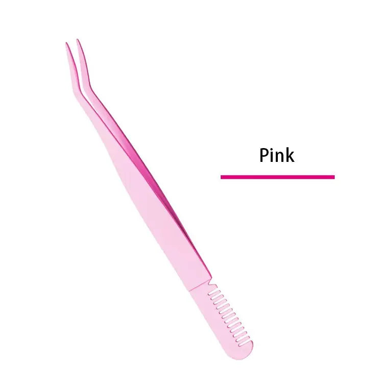 Beauty Tools 2021 Popular Pink White Black Eyelash Curler With Comb Slanted Eyebrow Tweezers
