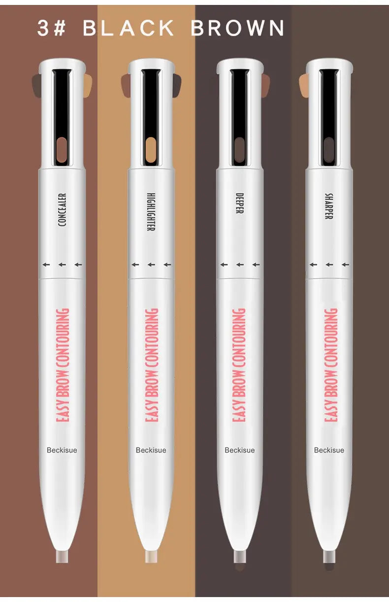 4 in 1 Thin Dark Brown Eyebrow Pencil Wholesale Creamy Vegan Eyebrow Highlighter Pencil Waterproof Eyebrow Chin