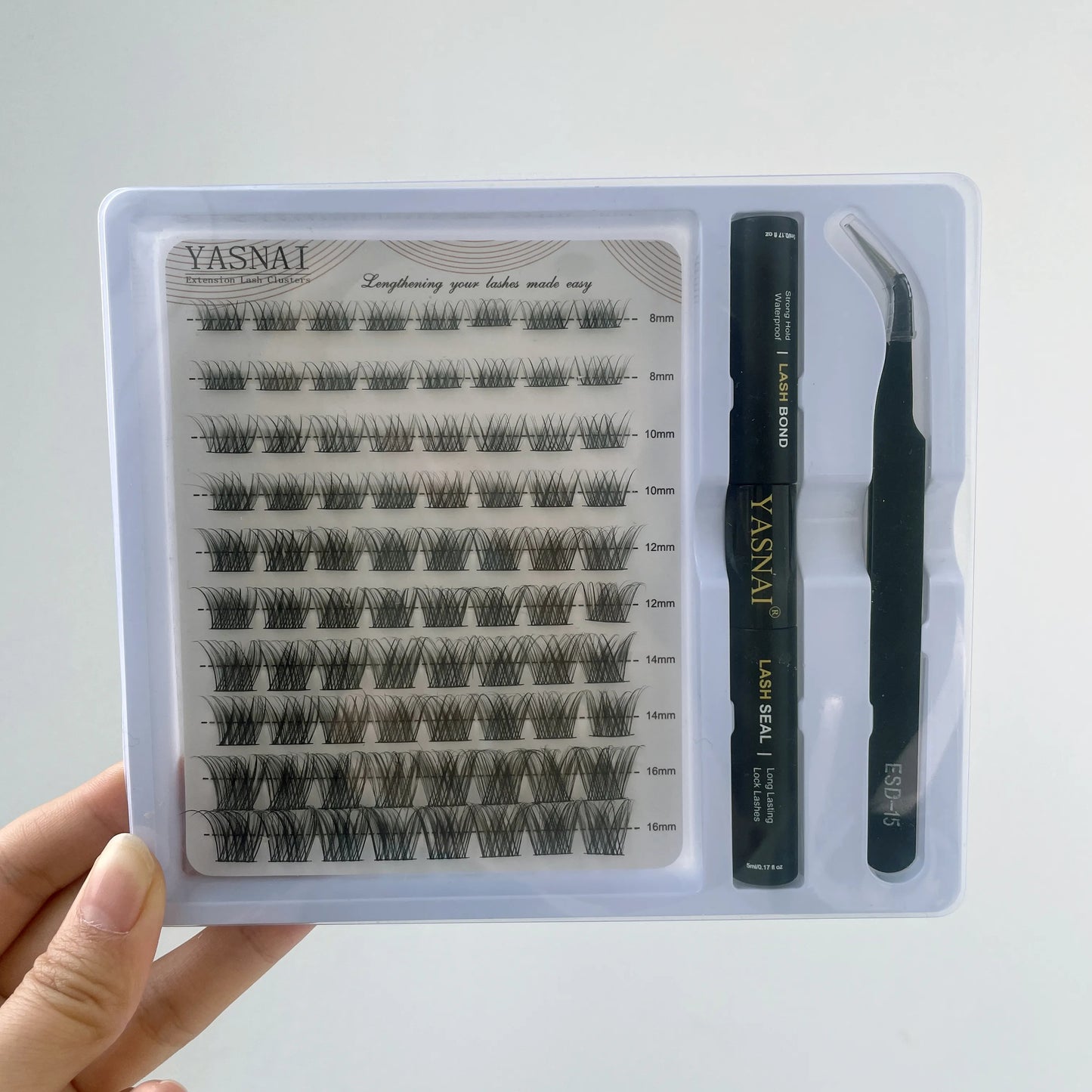 Private Label Free Design Wholesale Pre-cut Segmented Eyelash Kit Seal Bond and Tweezers Lashes Cluster Home Lashes