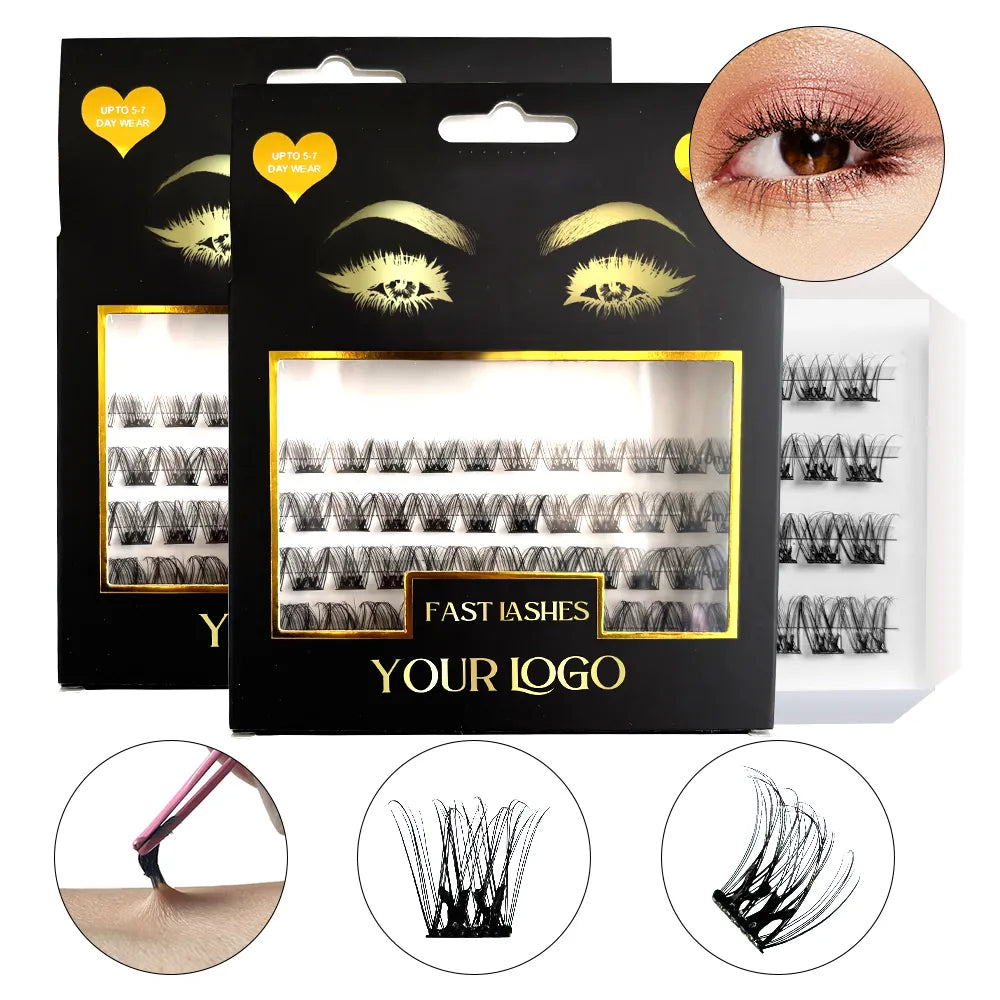 Custom Lash Clusters Trays Private Label With Box DIY Lash Extension Kit Pre-cut Segment Cluster Lashes