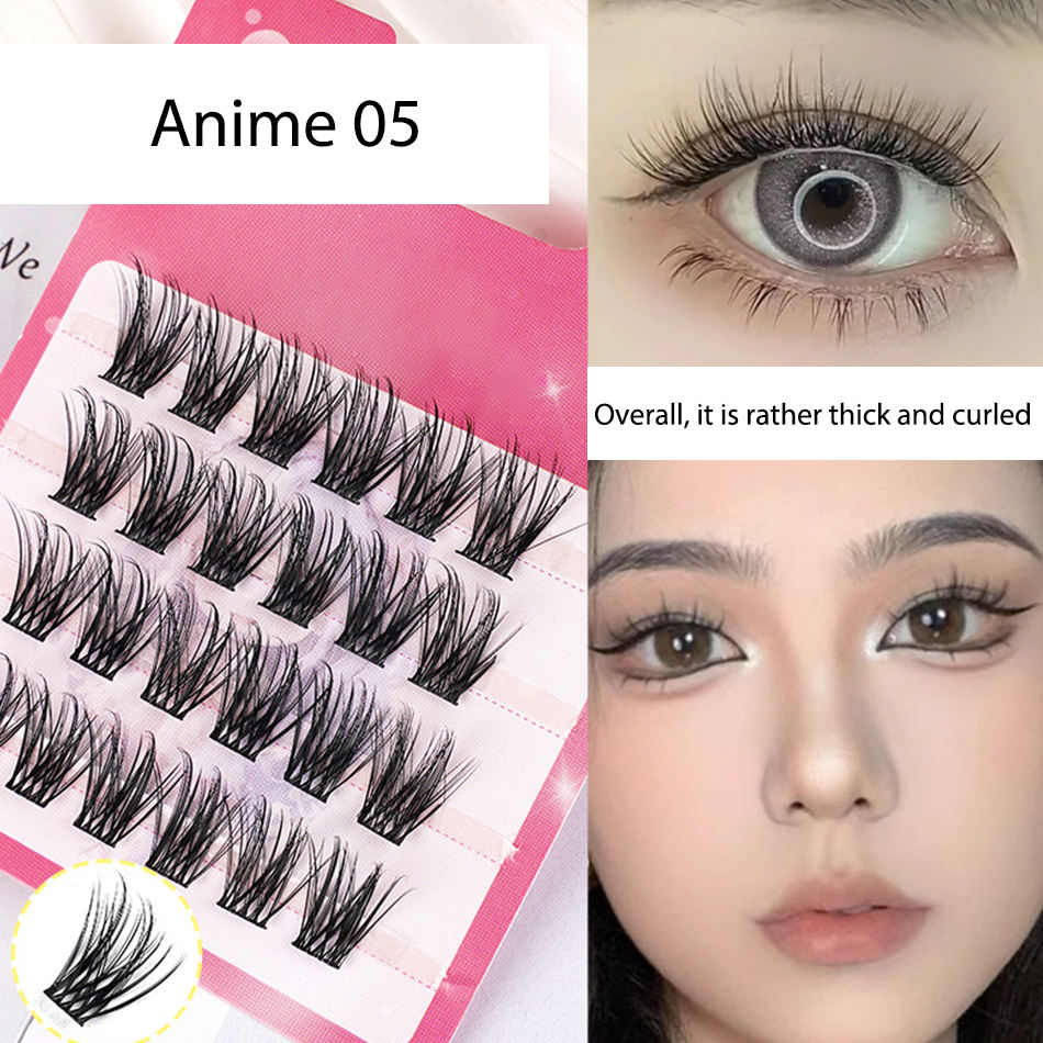 Mini Anime Manga Lash Clusters Bulk Travel Cluster Lash Kit Korean Silk Lash Clusters