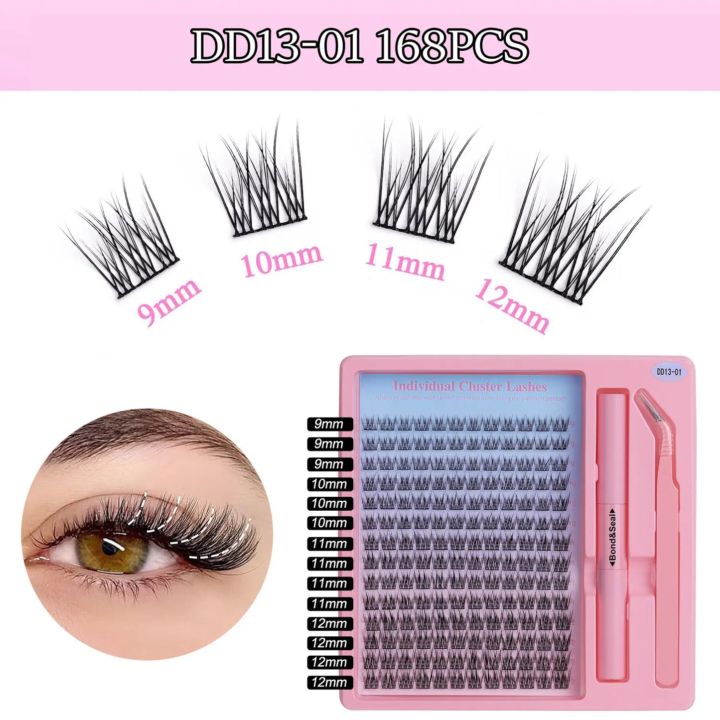 40D 60D 80D Cheap Cluster Lashes with Glue 12 14 16 Waterproof Strong Hold DIY Lash Cluster Manufacturers