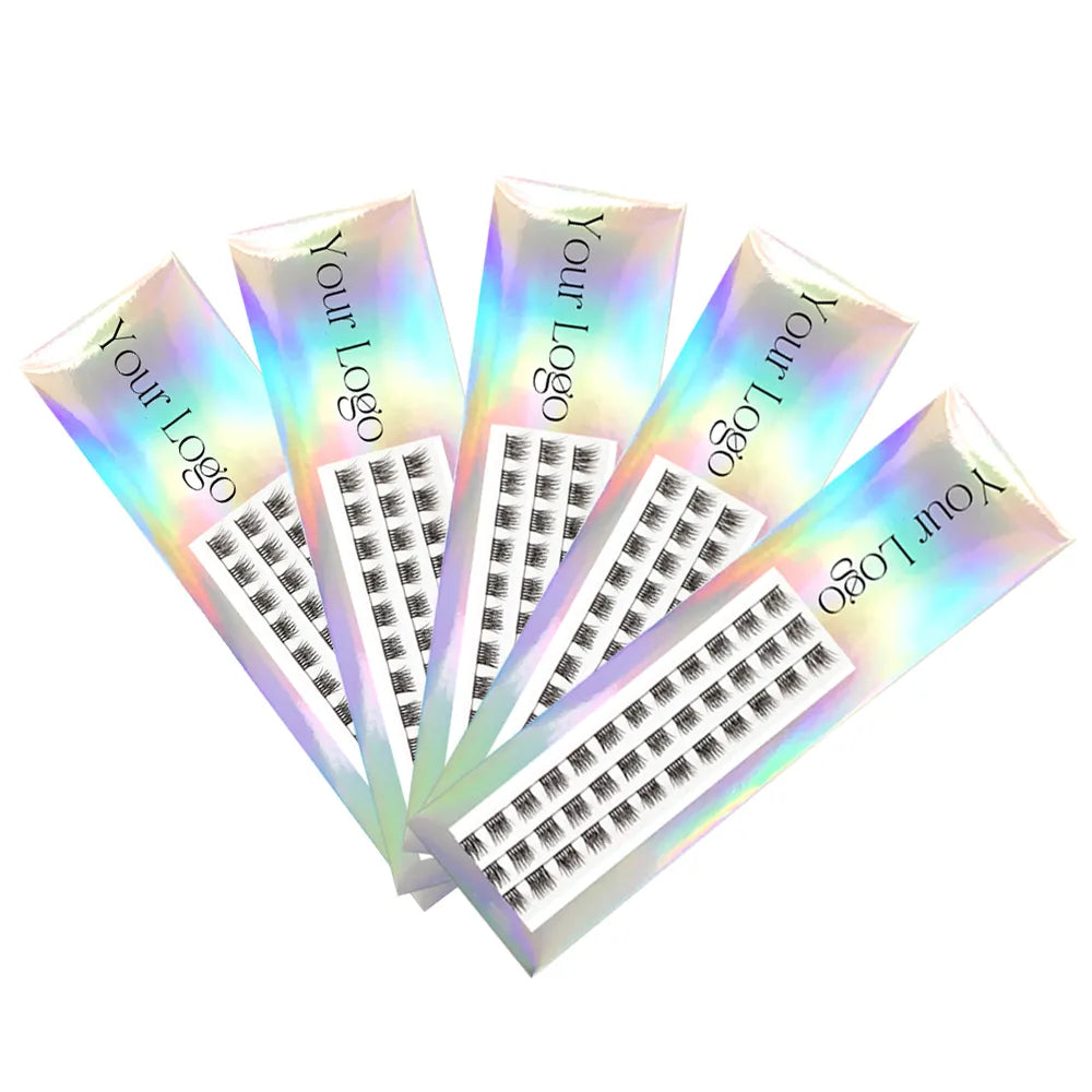 3 Rows Diy Ribbon Lashes Pink Eyelash Box at Home Cluster Lash Extensions Private Label Lash Trays Wholesale