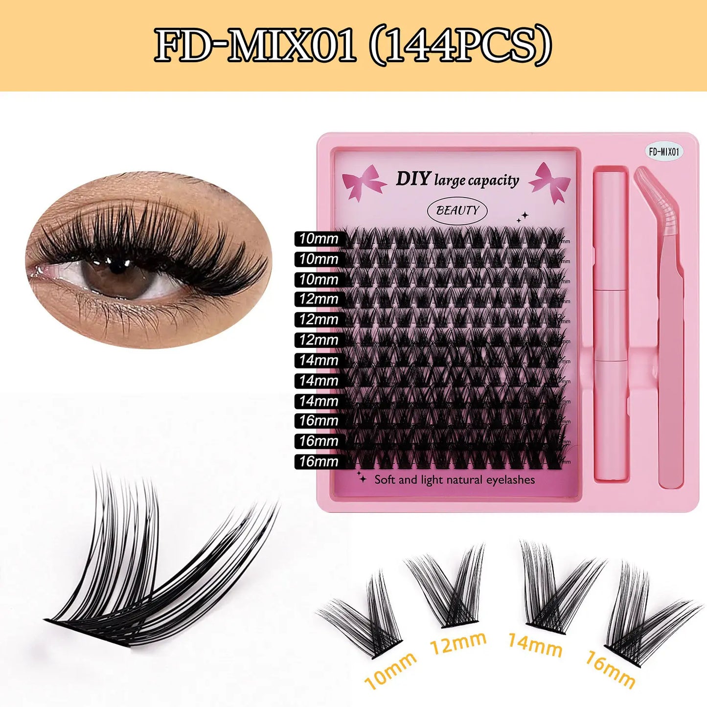 Kit De Pestanas Matte Black Cluster Lashes Vendor Custom Logo Individual Lash Cluster Kit Bulk