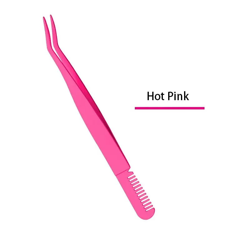 Beauty Tools 2021 Popular Pink White Black Eyelash Curler With Comb Slanted Eyebrow Tweezers