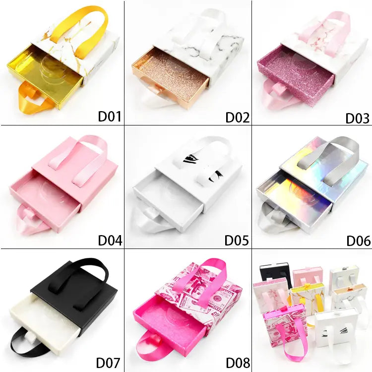 Black Pink Drawer Square Lash Boxes With Ribbon Custom Pink Luxury Lash Packaging With Ribbons