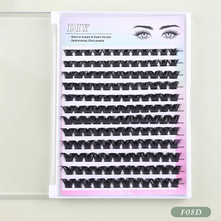 Hot Selling Handmade 30D 40D 50D CC for Cluster Lashes Natural Wispy Eyelashes Cluster Kit Bond Seal Wholesale DIY Lashes Kit