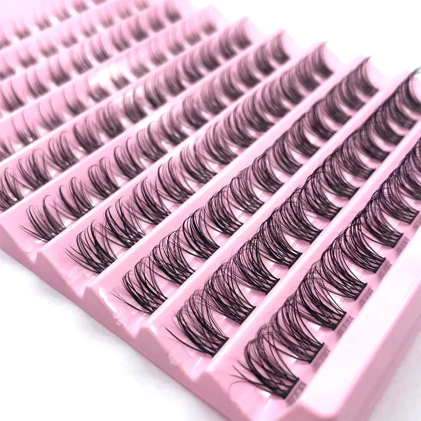 DIY Lash Extension Clusters Fan Eyelashes Packaging Pre-Cut Segmented Eyelashes 8-16mm Fluffy Lash Clusters.