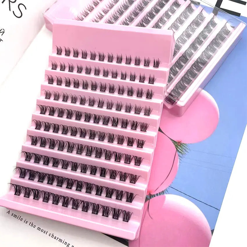 DIY Lash Extension Clusters Fan Eyelashes Packaging Pre-Cut Segmented Eyelashes 8-16mm Fluffy Lash Clusters.