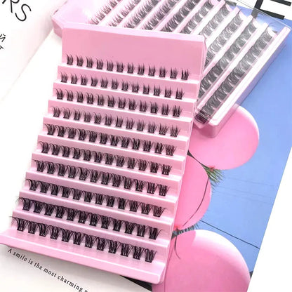 DIY Lash Extension Clusters Fan Eyelashes Packaging Pre-Cut Segmented Eyelashes 8-16mm Fluffy Lash Clusters.