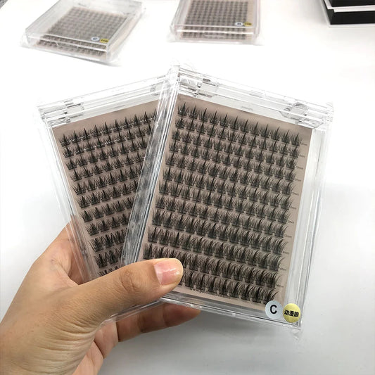 12 Lines Thin Band Cluster Lashes Tray With Acrylic Box