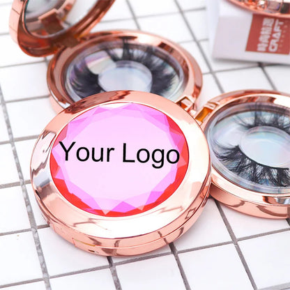 Circular Boxes Metal Crystal Lash Boxes Package