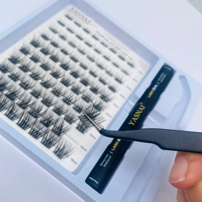 pre-cut Segmented eyelash kit seal bond and tweezers lashes cluster