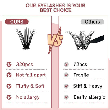 320pcs 30D 40D Individual DIY Eyelash Extension Kit long lasting 7-10 days  cluster lashes set