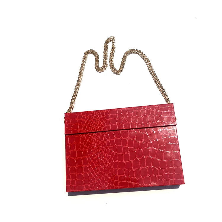Big  False Lash Purse Bag With Chain Clamshellred