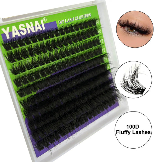 Private Label 100D Fluffy Lashes C D Curl Segment Eyelashes DIY Lash Kit Superfine Band Fluffy Lashes Wholesale