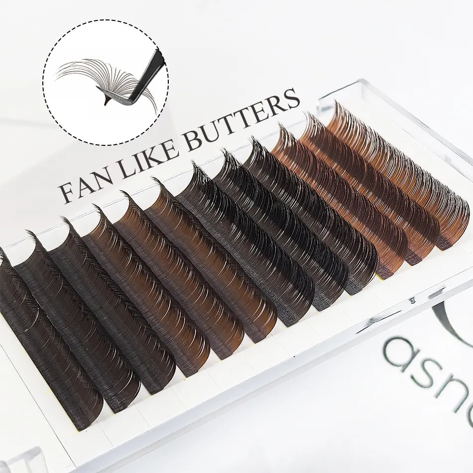 YASNAI Dark Brown Volume Lash Extensions Trays L M Curl Brown Easy Fan Lashes Extension Supplier
