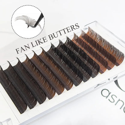 YASNAI Dark Brown Volume Lash Extensions Trays L M Curl Brown Easy Fan Lashes Extension Supplier