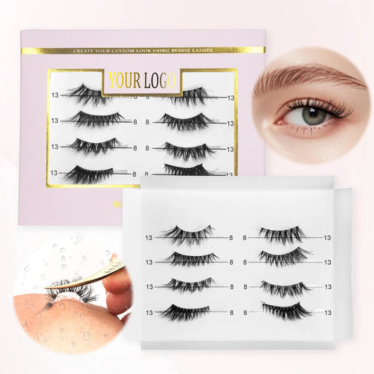 YASNAI Press on Lashes No Glue Easy Stick Half Lash Private Label Pre Glued Half Lashes