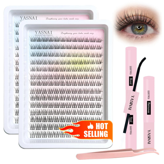 Pretty PBT Material Cotton Band Beginner Starter DIY Eyelash Extension Cluster Kit With Bond and Seal Waterproof