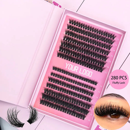 DIY Lash Extension for Beginners 100D 200D Lash Clusters Private Label Fluffy Thick Volume Eyelash Faux Mink Clusters Lash Book