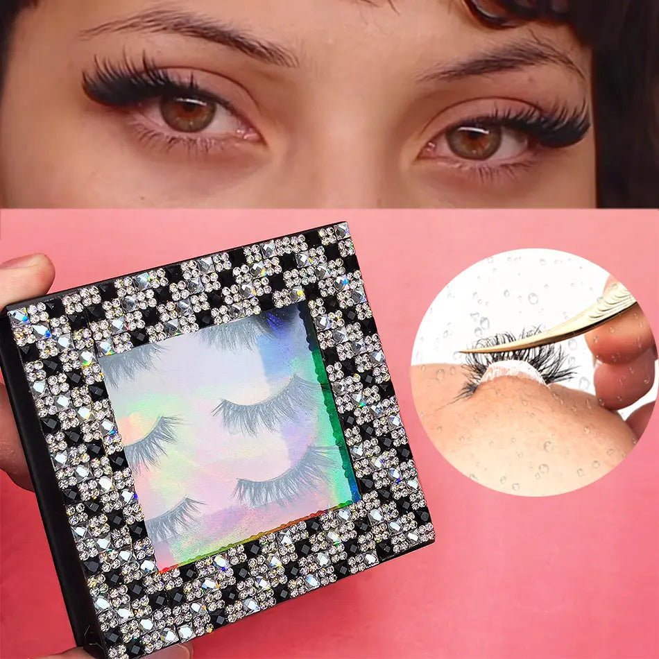 Luxury Box Logo Half Lashes Glue-Free Self-Adhesive Synthetic Hair Pre-Glued Half Lash Press Strip Lashes