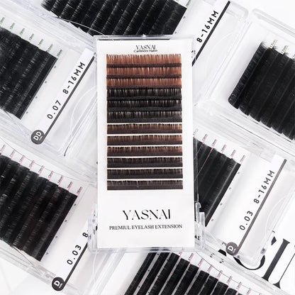 Super Soft 0.03 Brown Volume Lash Tray Light Brown and Dark Brown Eyelash Extensions Wholesale