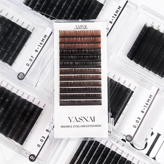 Super Soft 0.03 Brown Volume Lash Tray Light Brown and Dark Brown Eyelash Extensions Wholesale