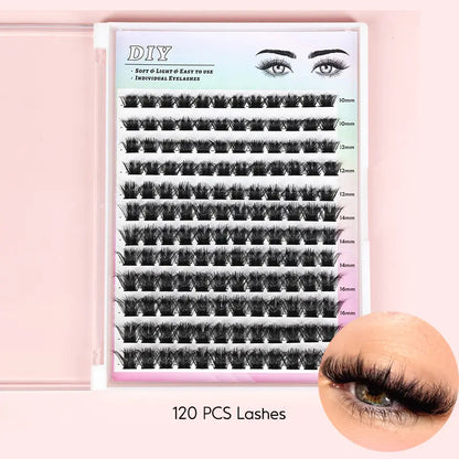Hot Selling Handmade 30D 40D 50D CC for Cluster Lashes Natural Wispy Eyelashes Cluster Kit Bond Seal Wholesale DIY Lashes Kit