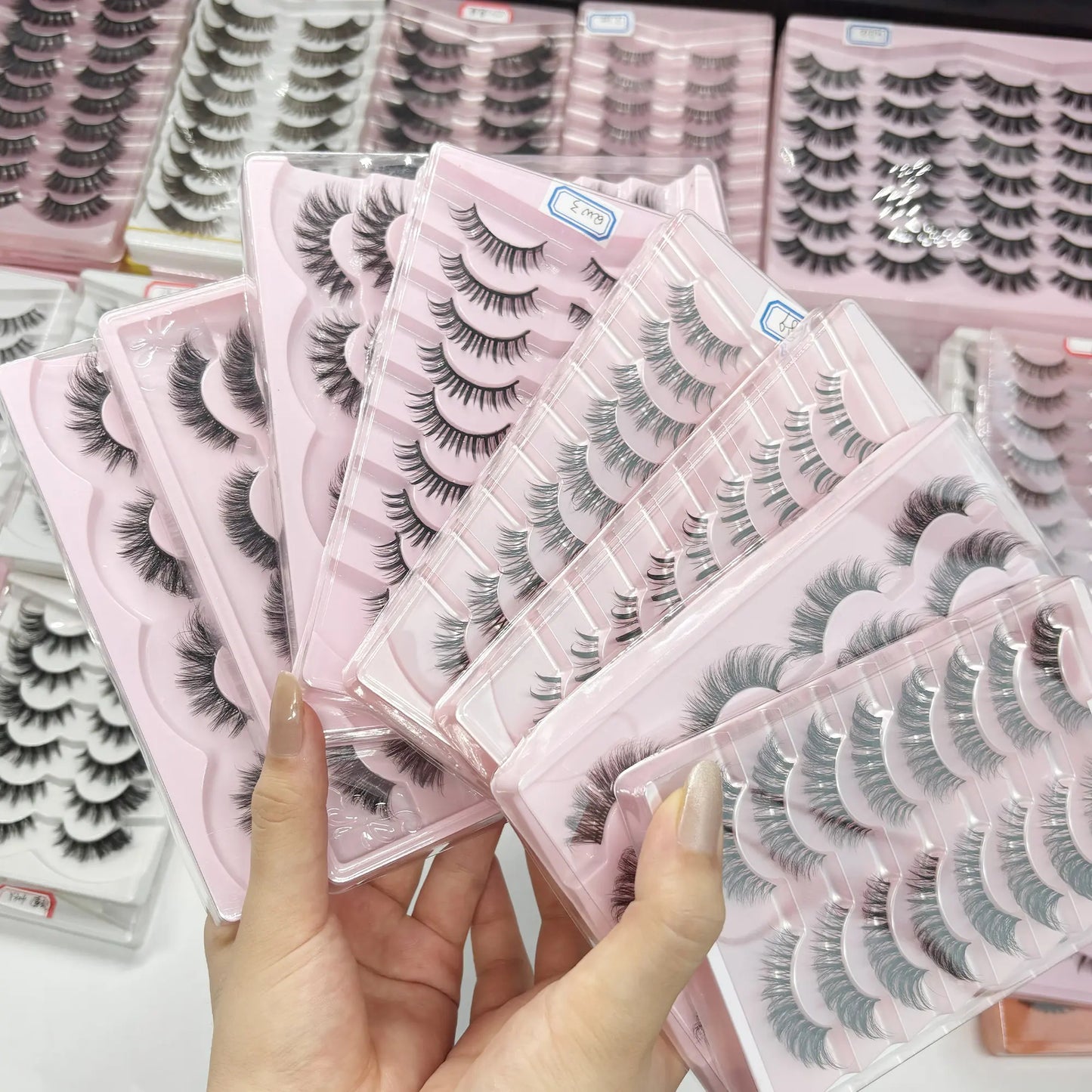 Best Price Popular Clear Band Faux Mink Eyelashes Wholesale Invisible Band 12-15mm Full Strip Lashes Vendor
