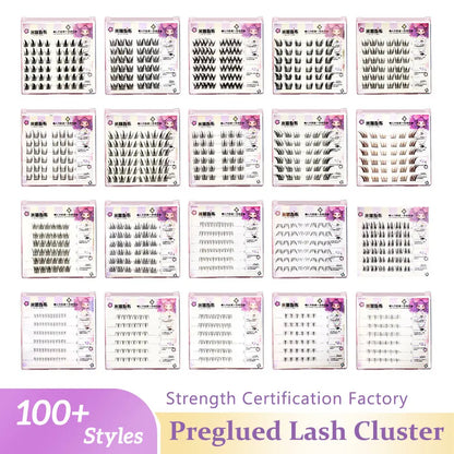 YASNAI Lash Factory No Glue Needed DIY Eyelashes Pre Glued Reusable Self Adhesive Eyelashes Clusters Kit