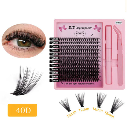 40D 60D 80D Cheap Cluster Lashes with Glue 12 14 16 Waterproof Strong Hold DIY Lash Cluster Manufacturers