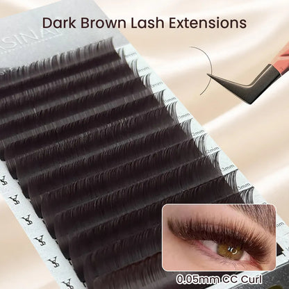 YASNAI Dark Black Synthetic Hair Full Volume High Quality Lash Extensions Trays L/M Curl Easy Fan Lashes for Salon Use